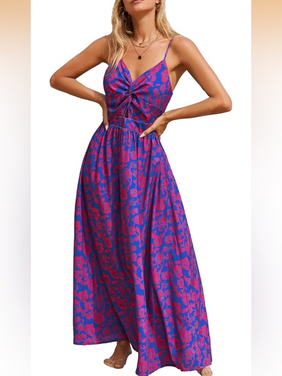 Cupshe Dresses & Skirts - Cupshe Blue & Pink Twist-Front Spaghetti Strap Maxi Dress